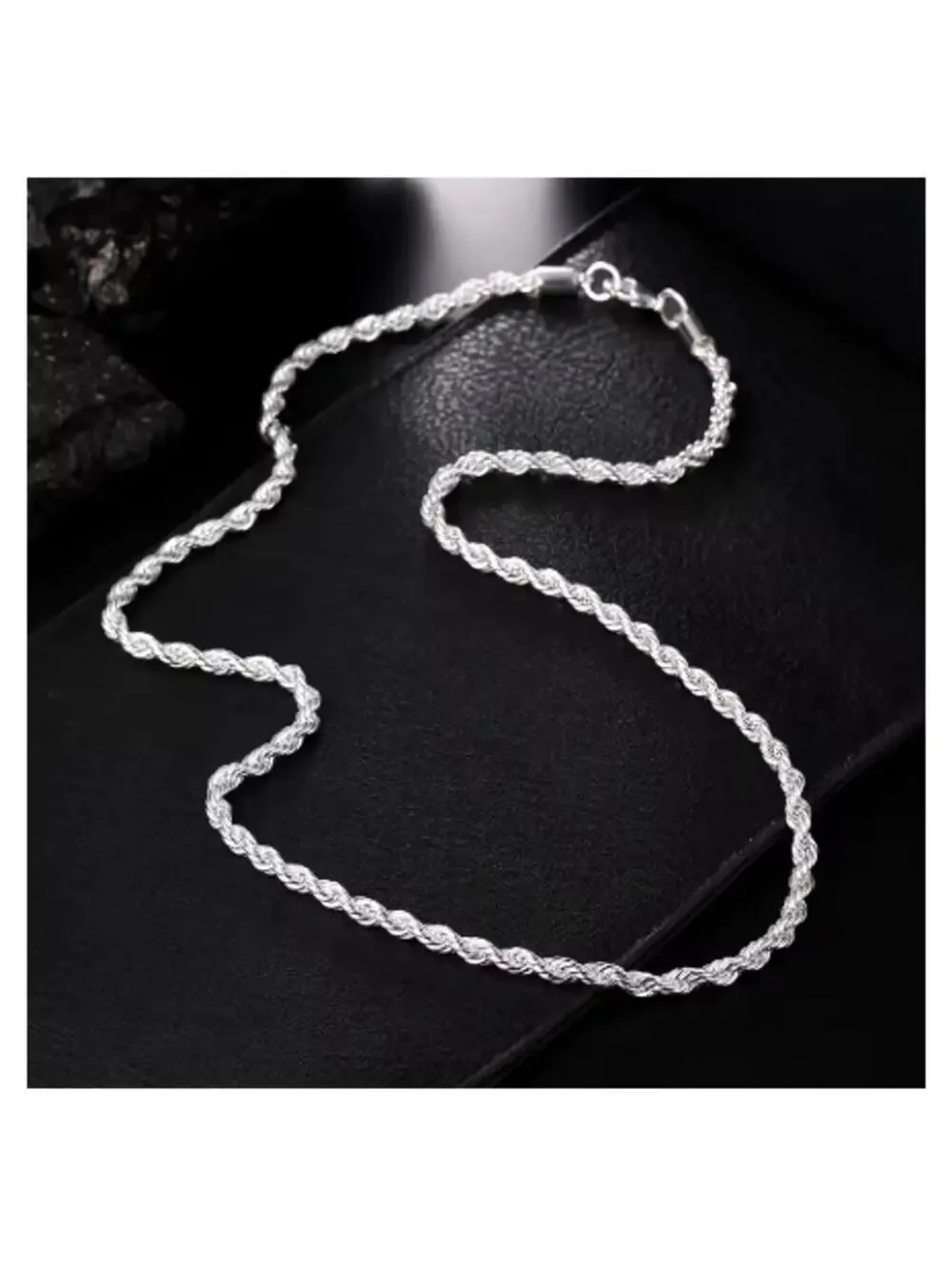 Rope chain - Necklace -  silver - 4mm / 22